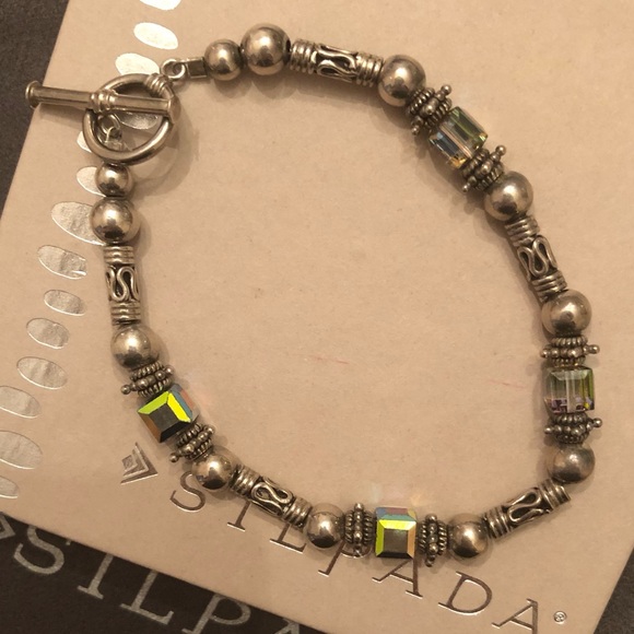 Vintage Silpada Sterling Silver and Swarovski Crystal Bead Bracelet B0912 - Picture 3 of 16